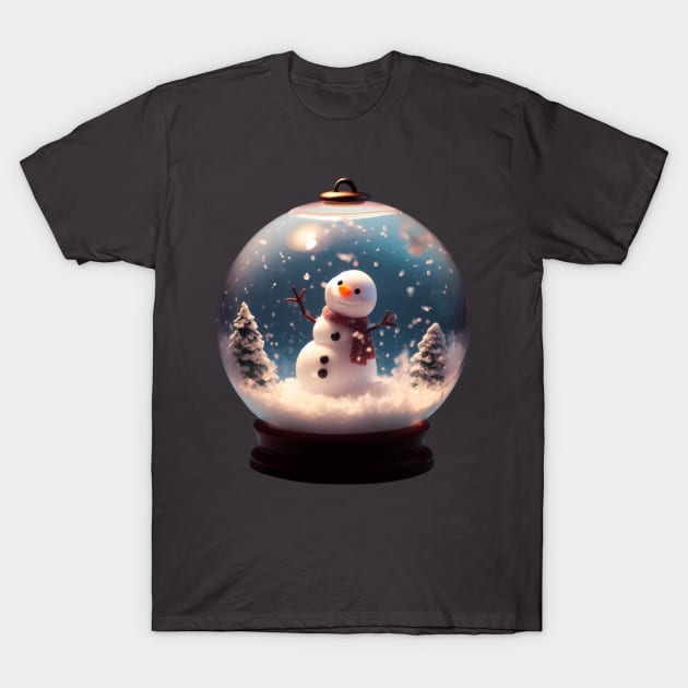 cute snowman in a sphere glass perfect for christmas T-Shirt by maricetak